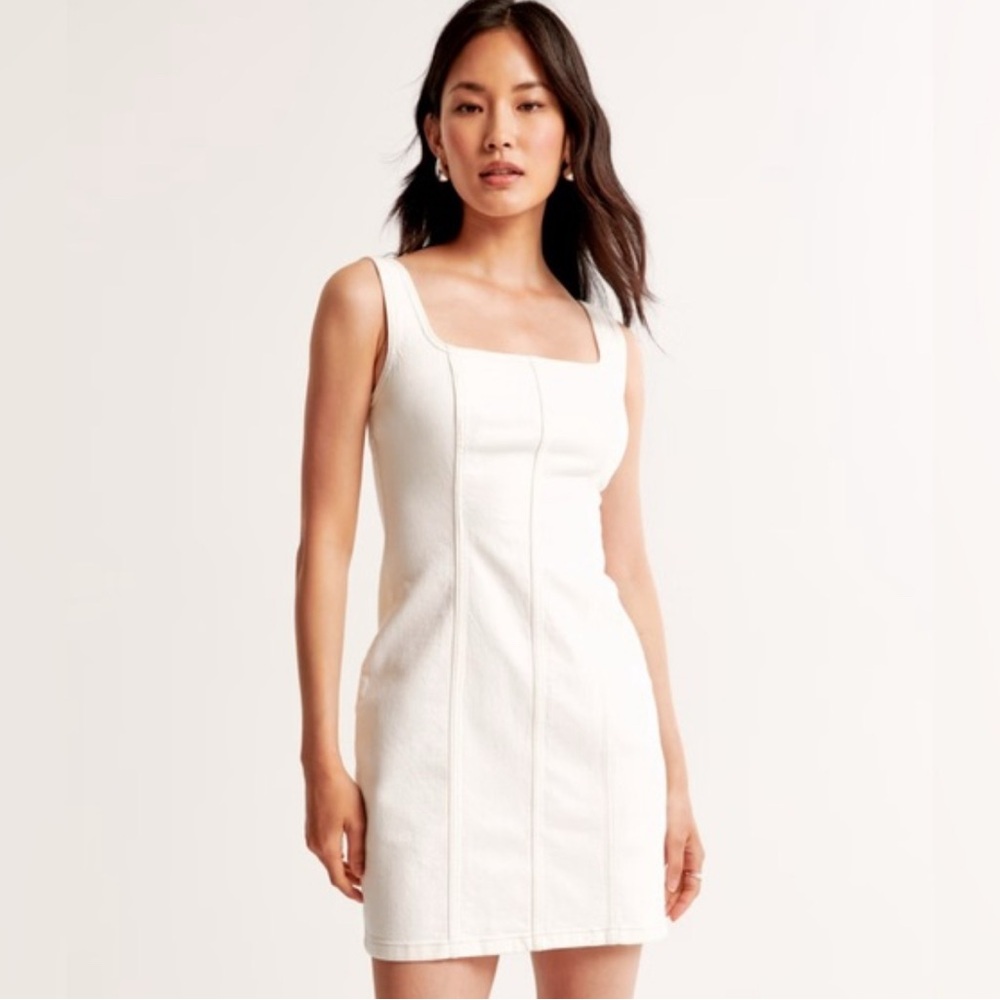 Abercrombie white mini denim wide-strap dress